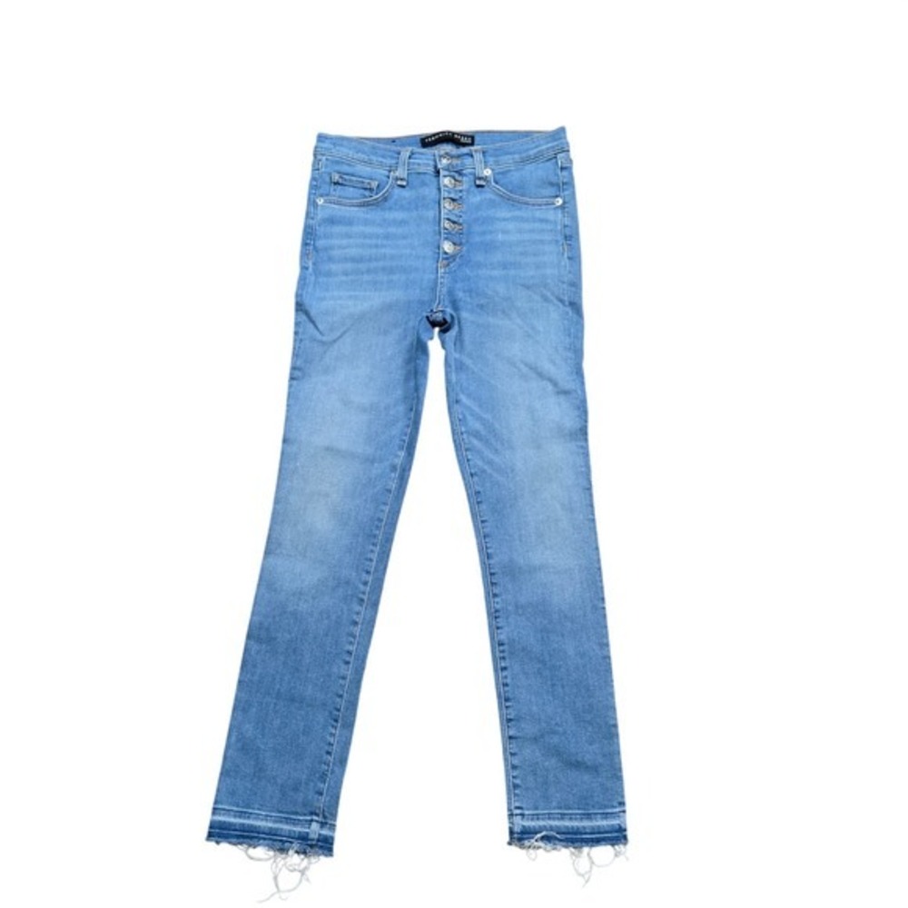Veronica Beard Debbie 10" Jeans Blue High Rise Button Fly Released Hem 27